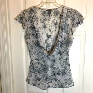 Apt 9  Sheer Cap Sleeve Big Scoop Drape  Floral Print Top. Size XL